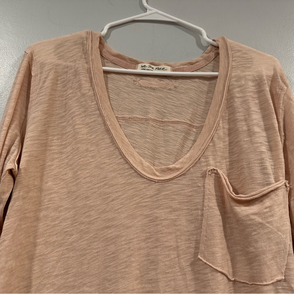 Free People Betty Tee Shirt Light Pink Long Sleeve Large L - Picture 6 of 10